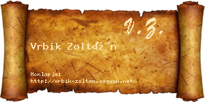 Vrbik Zoltán névjegykártya